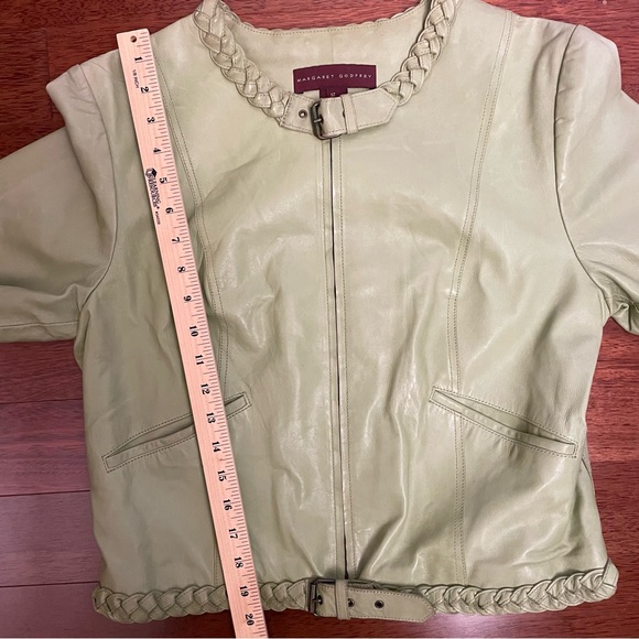 Green Leather Jacket with Modern Sporty Aesthetic - Picture 9 of 10